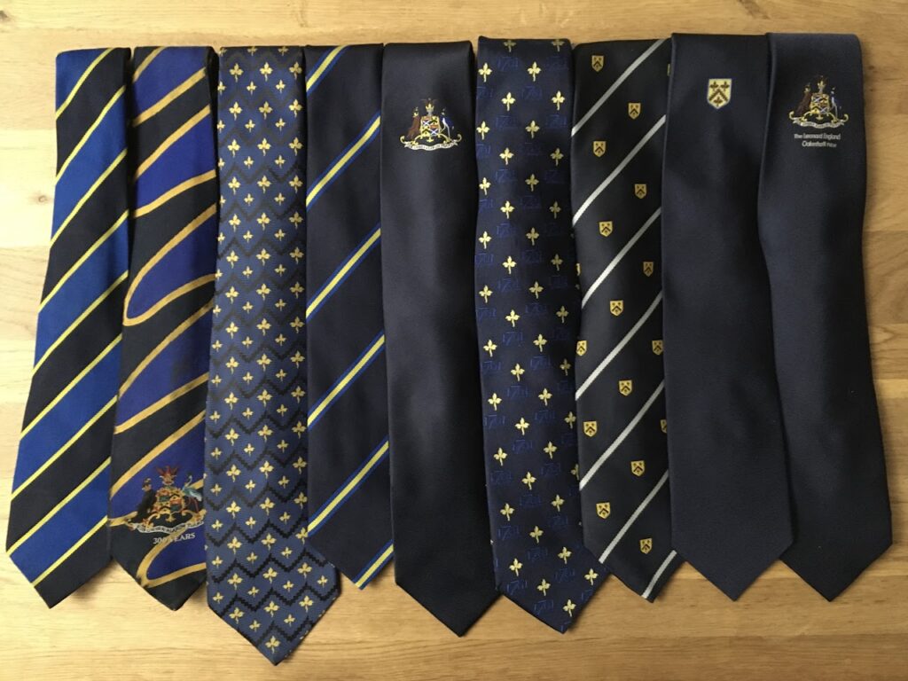 A collection of ties to show how it has evolved over the years